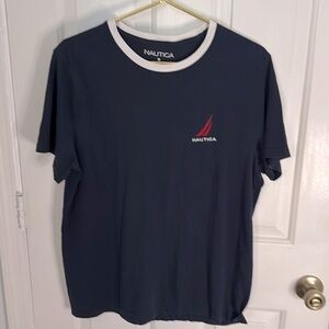 Nautica embroidered navy short sleeve t-shirt mens size medium